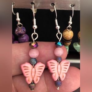 Artisan Handmade with love, dangling gorgeous beaded earrings.  One of a kind.